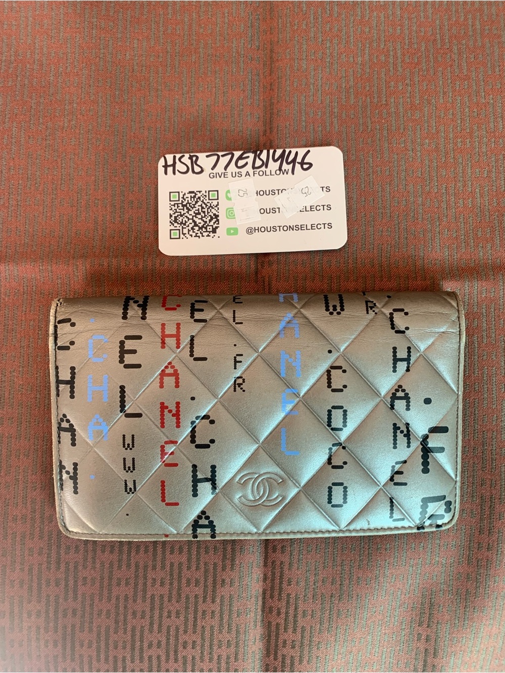 CHANEL Lambskin Data Center Compact Wallet in Metallic Silver. Very Rare
